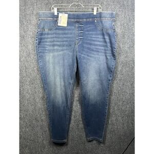 Terra & Sky Jeans Womens 22W Blue Skinny High Rise Stretch Distressed Preppy NEW